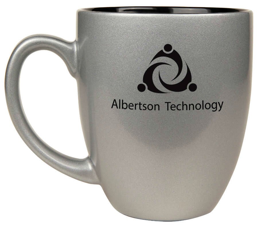 Custom Engraved Ceramic Bistro Coffee Mug - 16oz