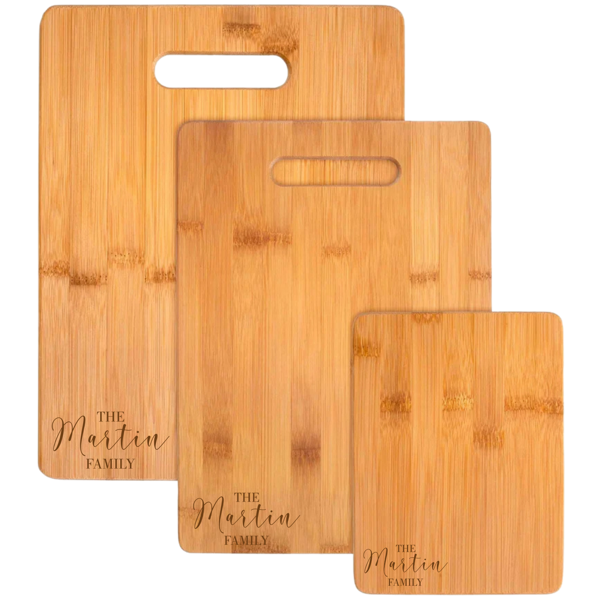 Engraved 3-Piece Bamboo Cutting Board Set