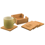 Engraved Bamboo Coaster Set | Set of 4 with Holder