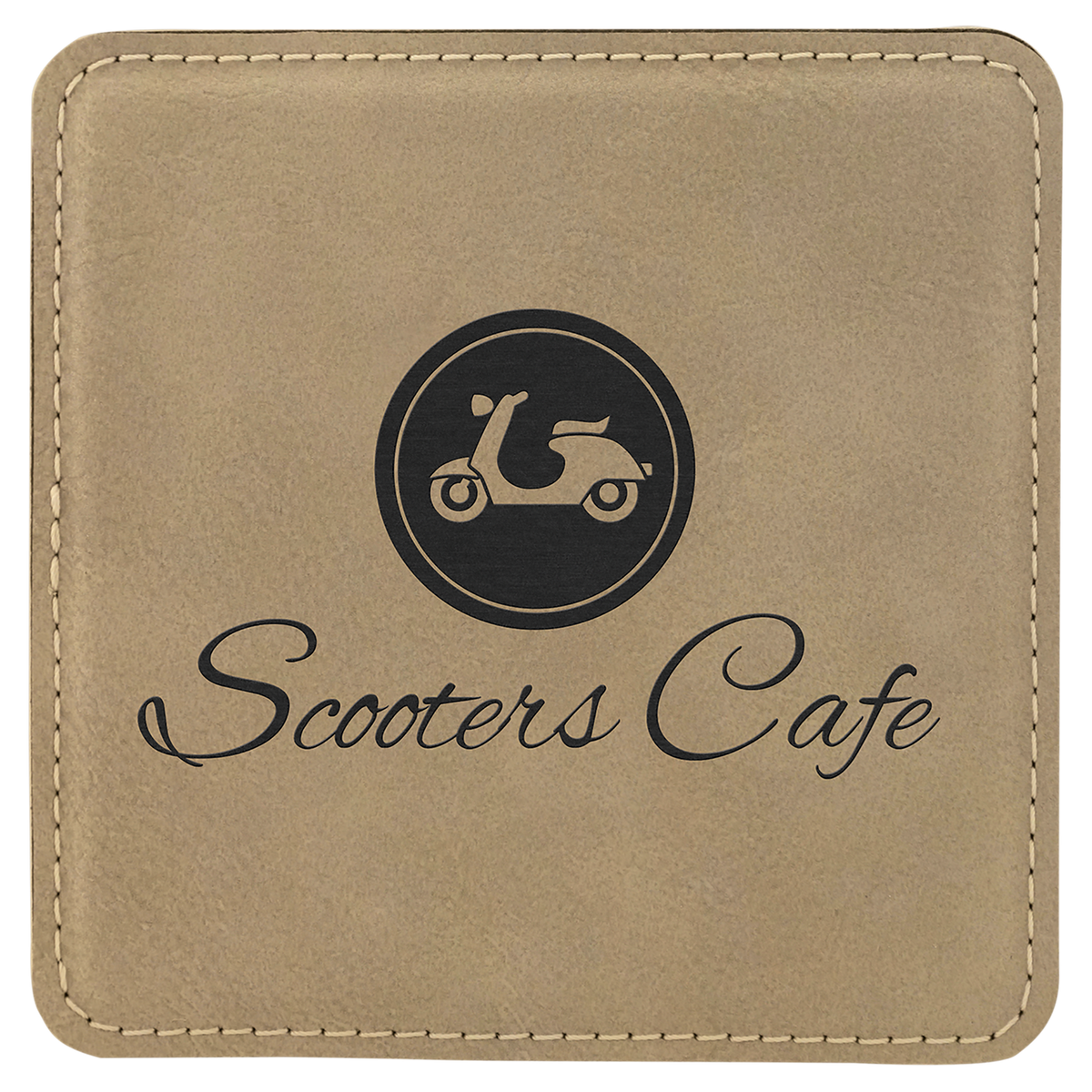 Engraved Square Leatherette Coaster