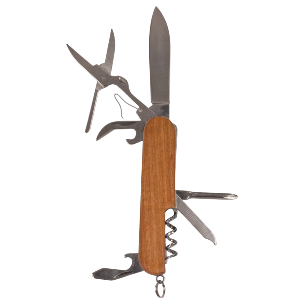 Engraved Wood Handle Pocket Knife