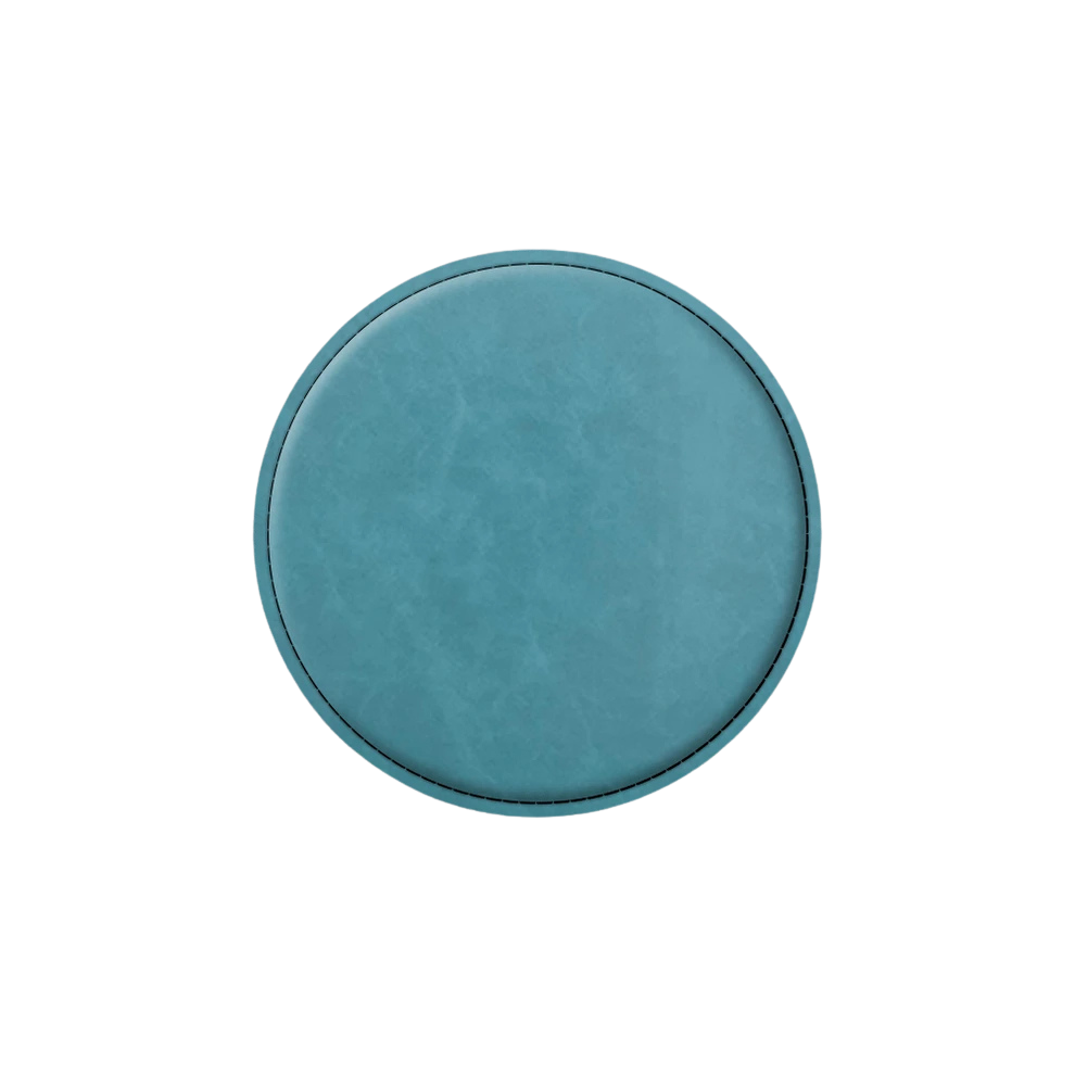 Custom Engraved Circle Leatherette Coasters – Set of 4
